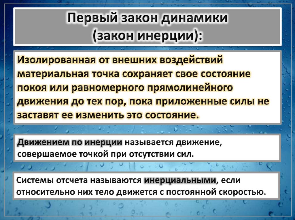 Первый закон динамики (закон инерции):