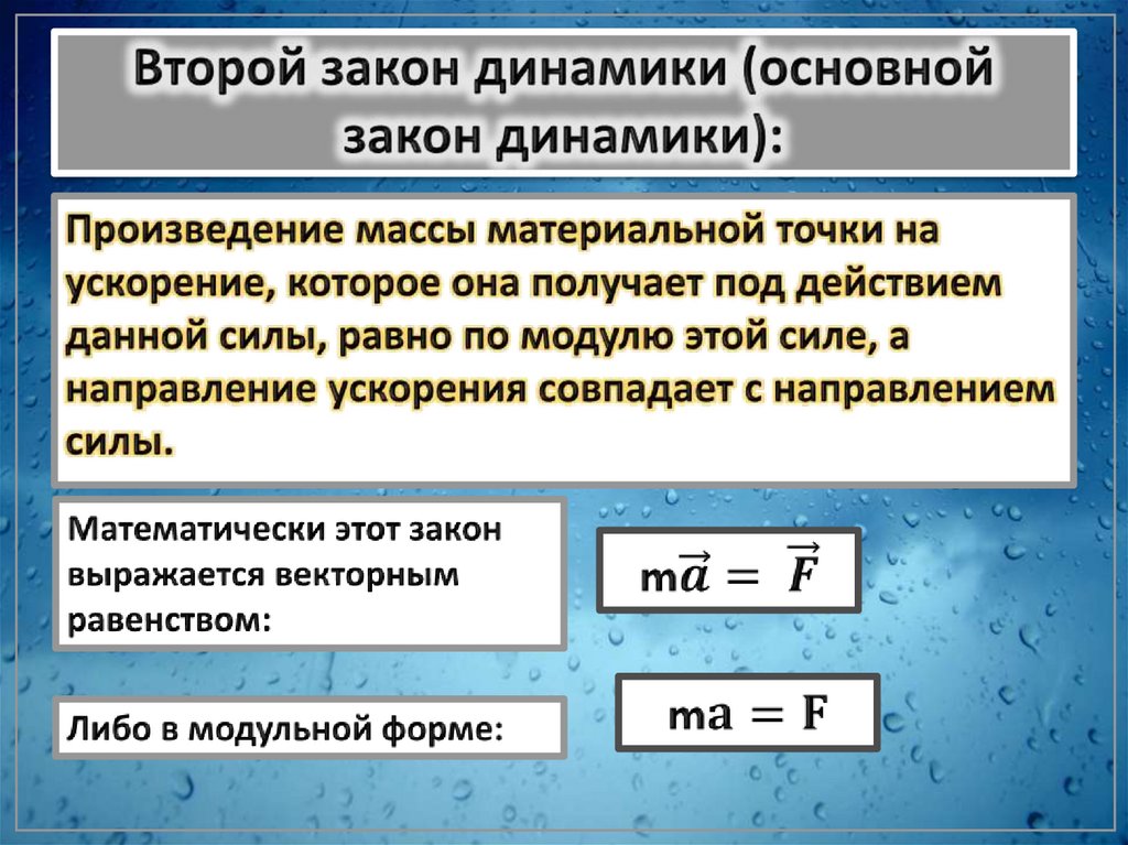 Второй закон динамики (основной закон динамики):