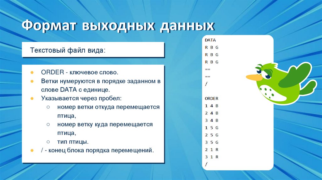 Формат выходных данных