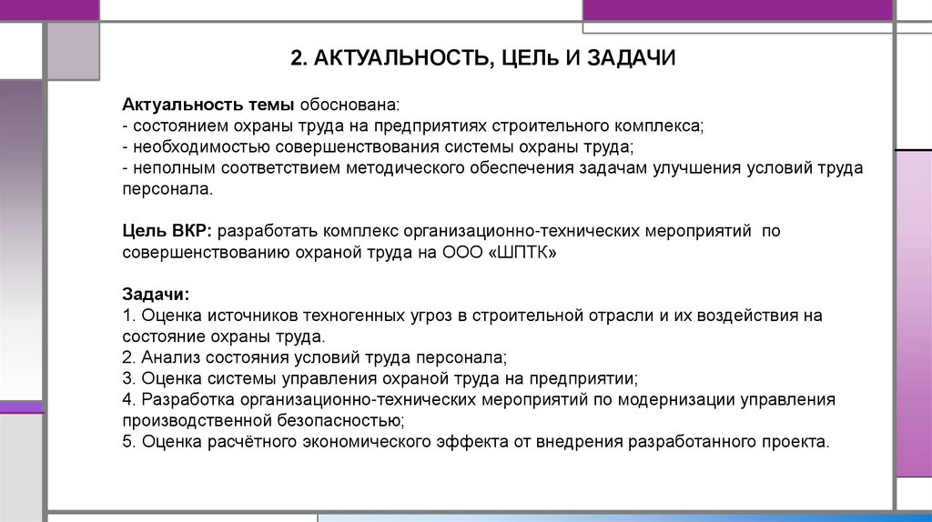 2. АКТУАЛЬНОСТЬ, ЦЕЛь И ЗАДАЧИ