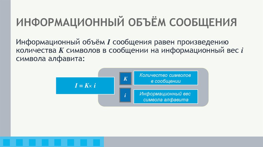 ИНФОРМАЦИОННЫЙ ОБЪЁМ СООБЩЕНИЯ