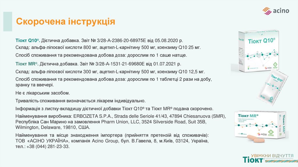 Скорочена інструкція