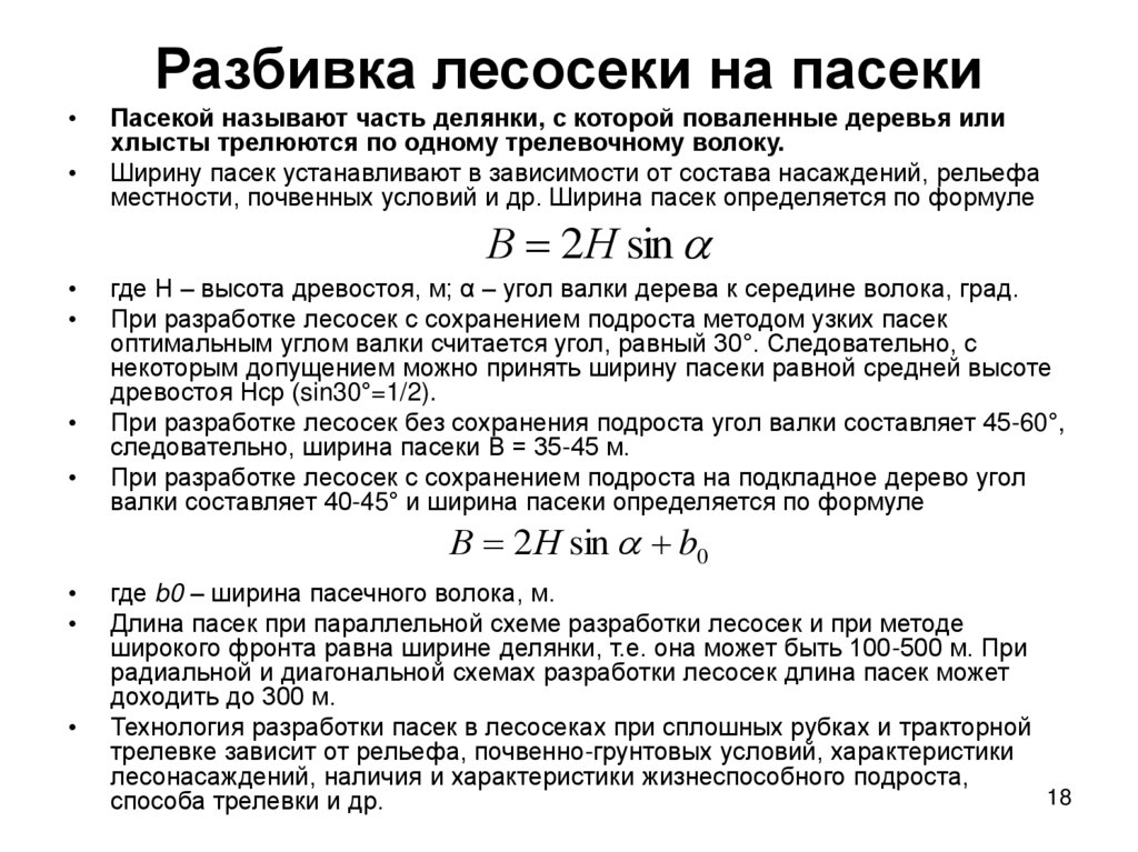 Разбивка лесосеки на пасеки