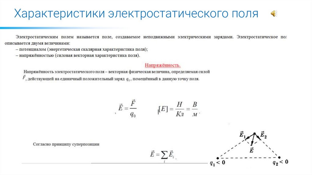Характеристики электростатического поля
