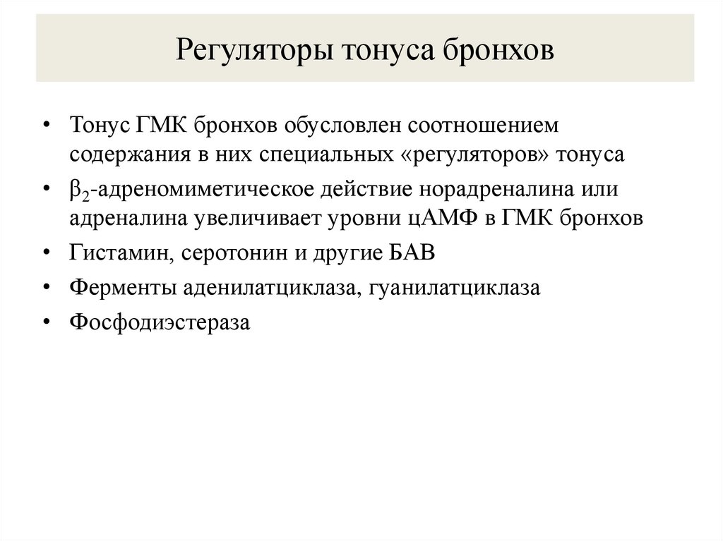 Регуляторы тонуса бронхов