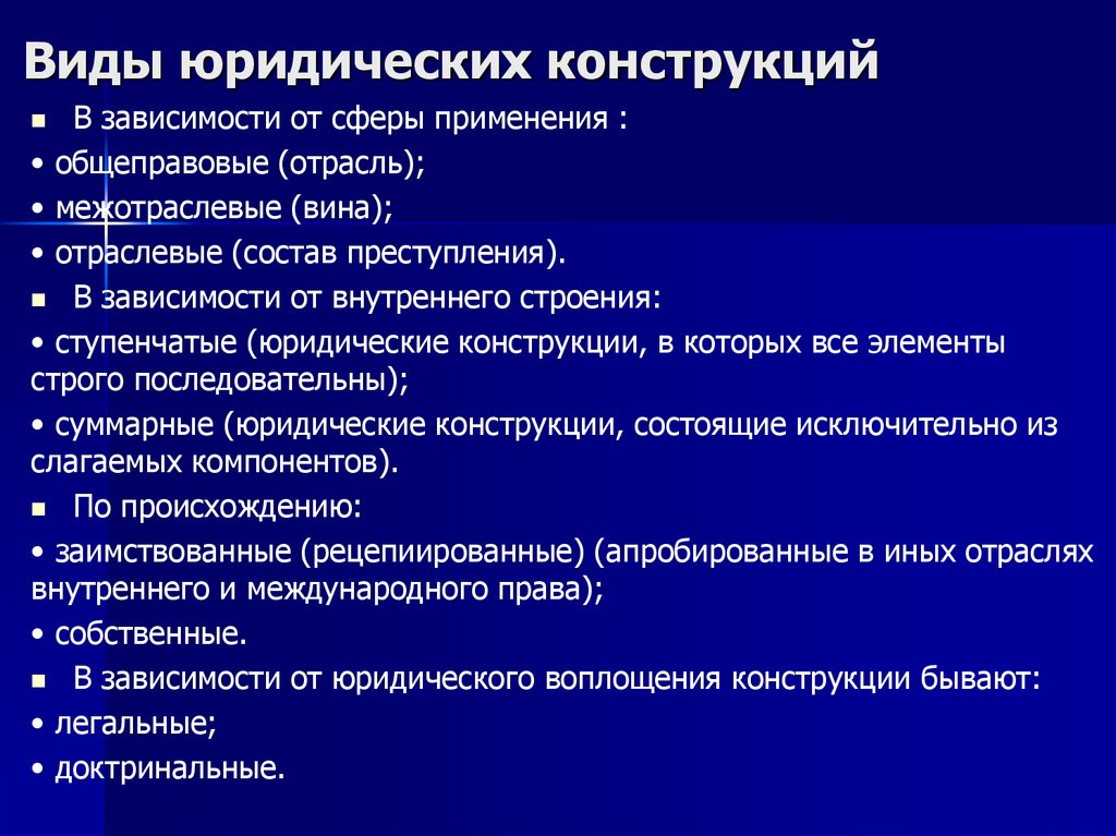 Виды юридических конструкций