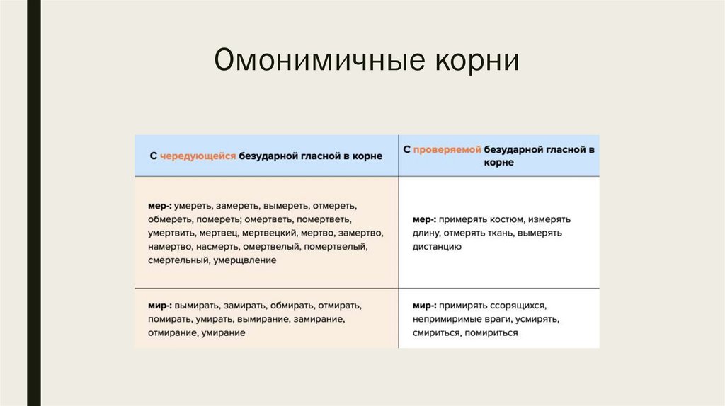 Омонимичные корни