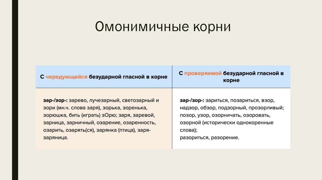 Омонимичные корни