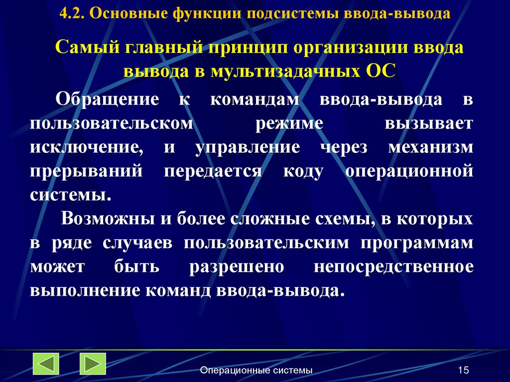 4.2. Основные функции подсистемы ввода-вывода