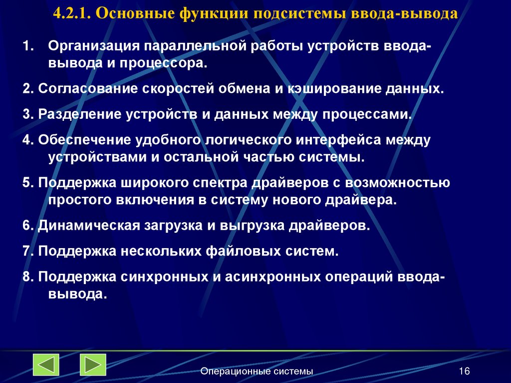 4.2.1. Основные функции подсистемы ввода-вывода