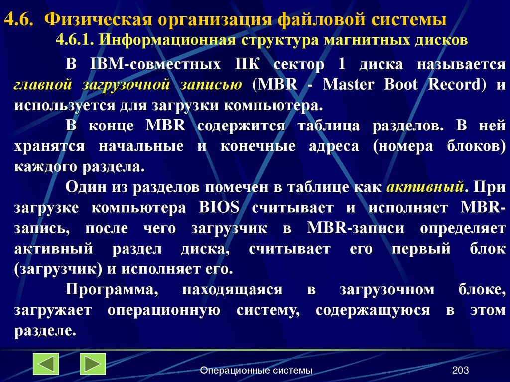 4.6. Физическая организация файловой системы