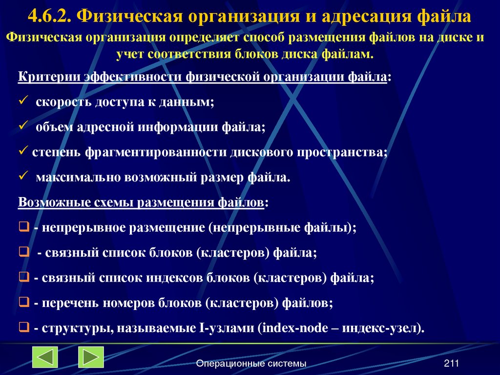 4.6.2. Физическая организация и адресация файла