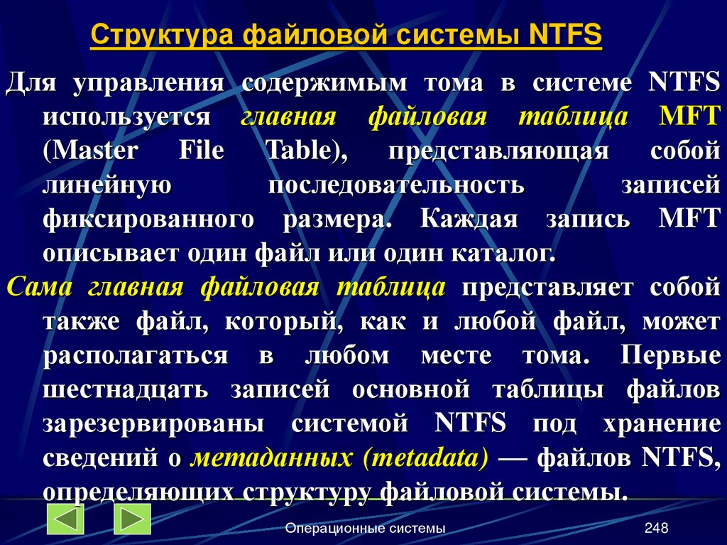 Структура файловой системы NTFS