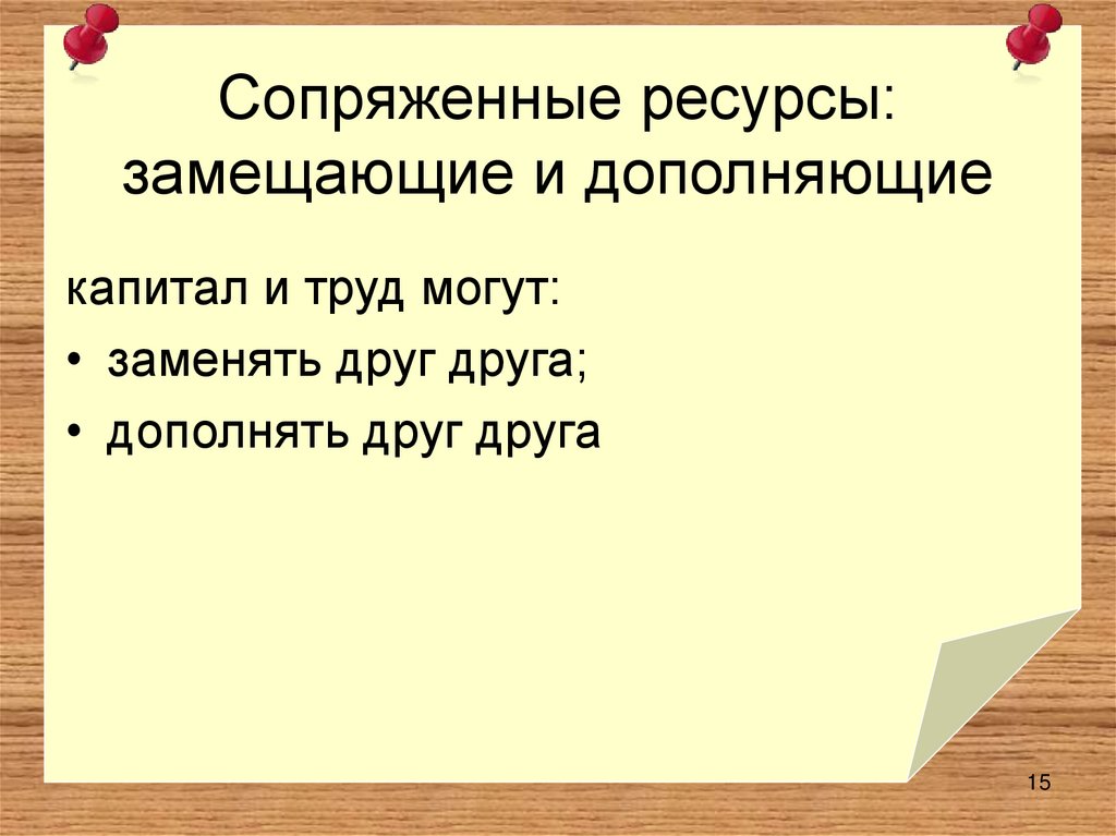 Сопряженные ресурсы: замещающие и дополняющие