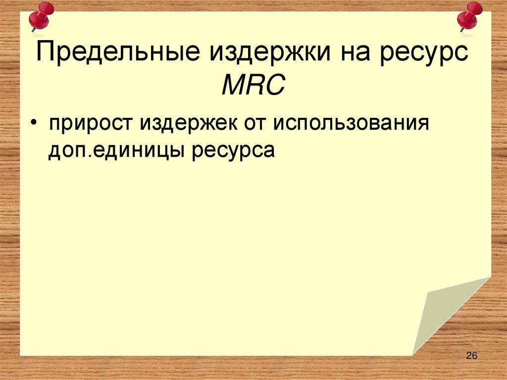 Предельные издержки на ресурс MRC