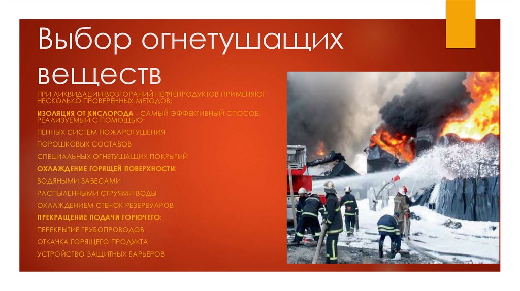 Выбор огнетушащих веществ