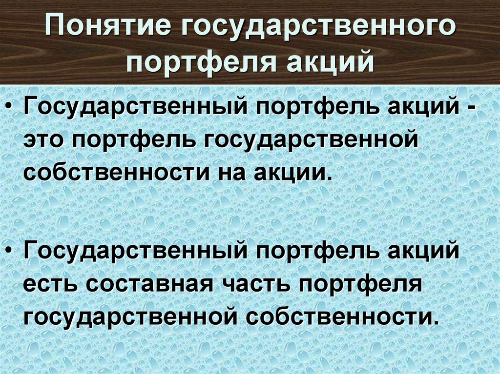 Понятие государственного портфеля акций