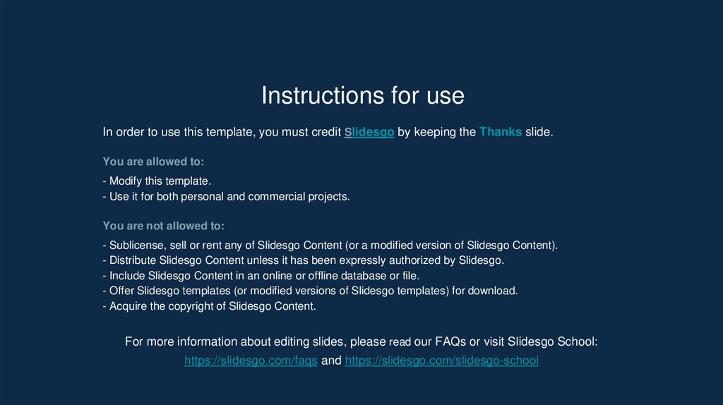 Instructions for use