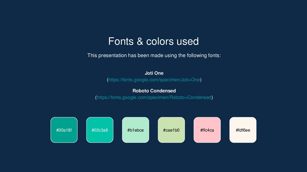 Fonts & colors used