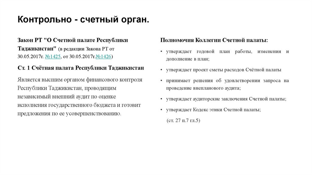 Контрольно - счетный орган.