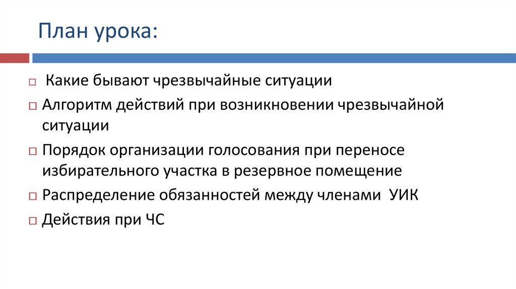 План урока: