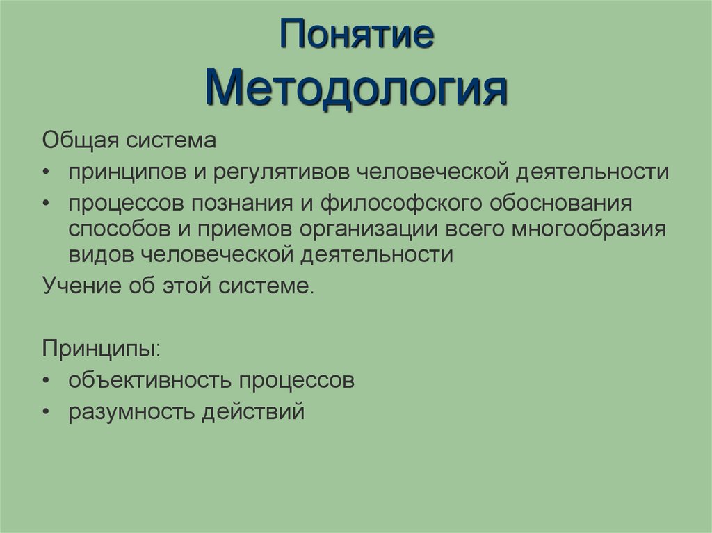 Понятие Методология