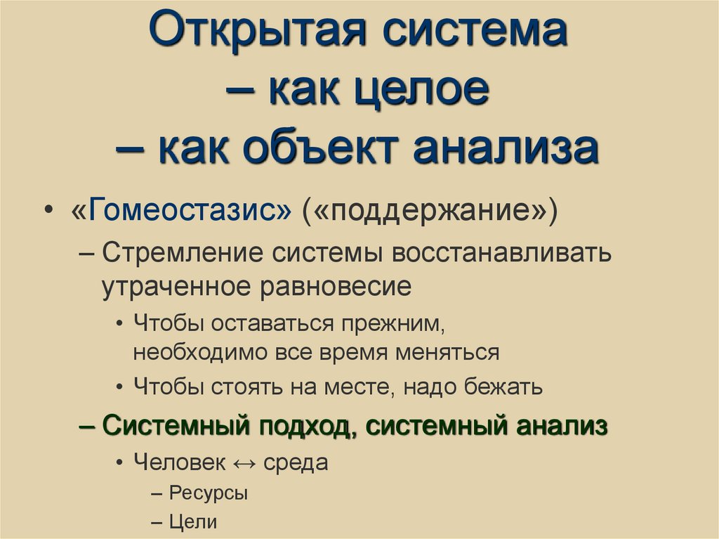 Открытая система – как целое – как объект анализа