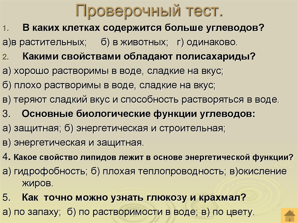 Проверочный тест.