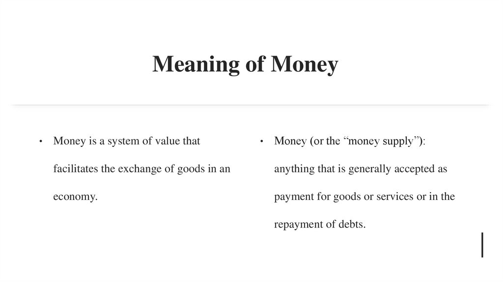 Meaning of Money