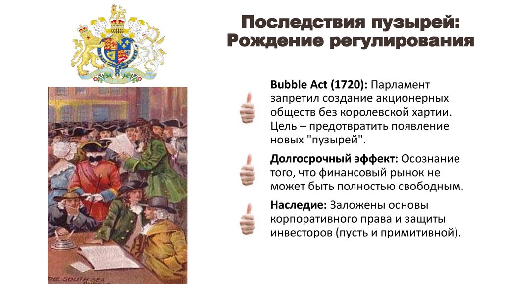 Последствия пузырей: Рождение регулирования