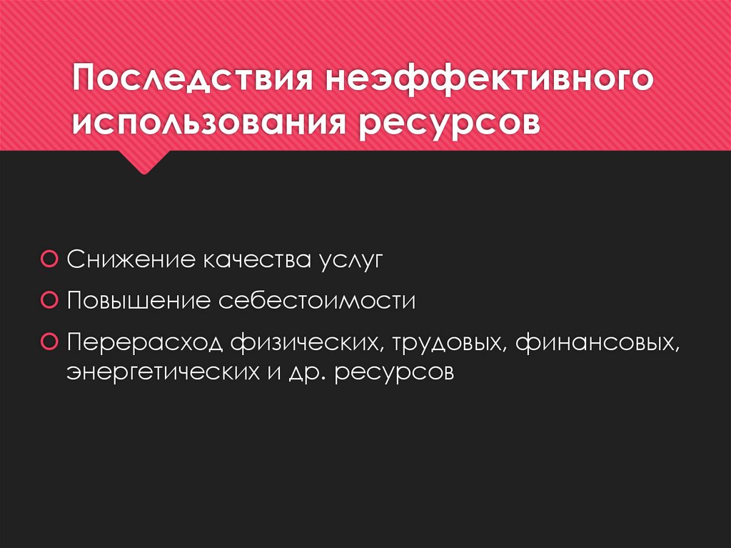 Последствия неэффективного использования ресурсов