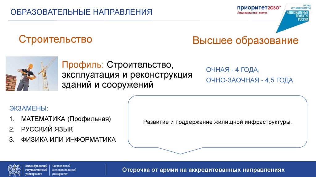 Профиль: Строительство, эксплуатация и реконструкция зданий и сооружений