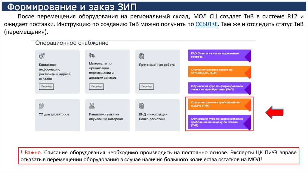 Формирование и заказ ЗИП