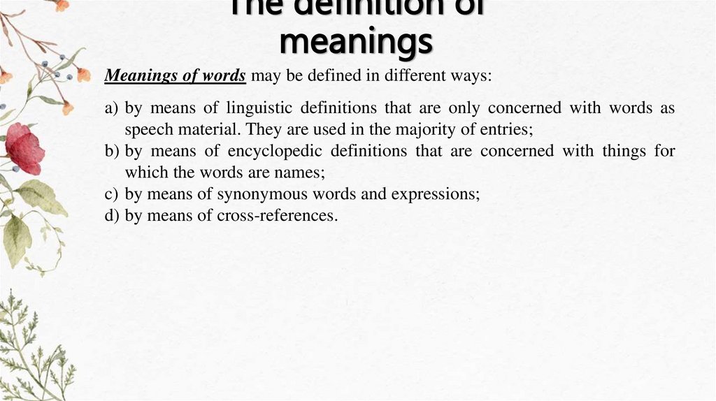 The definition of meanings