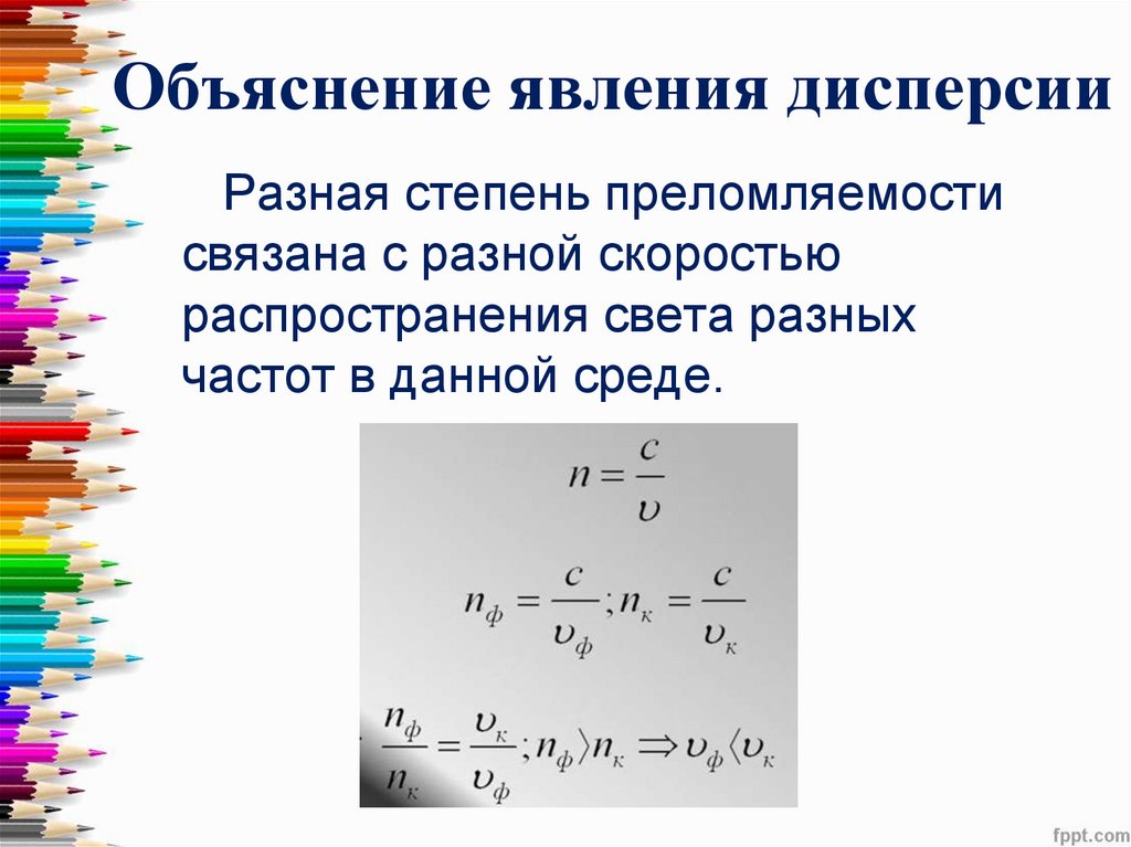 Объяснение явления дисперсии