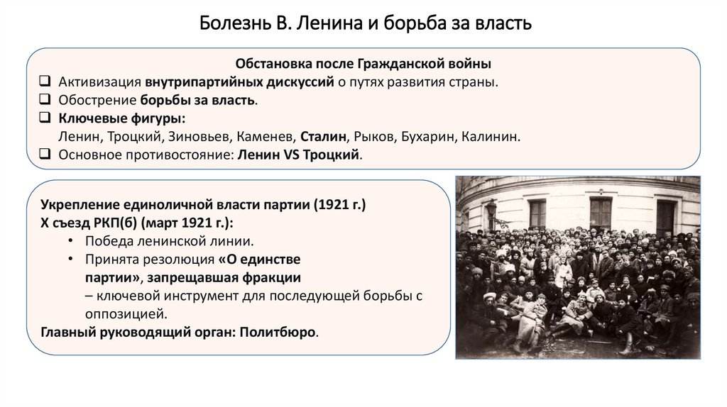 Болезнь В. Ленина и борьба за власть