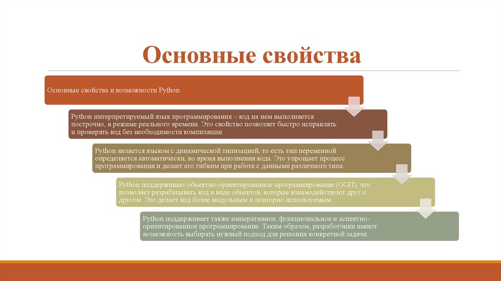 Основные свойства