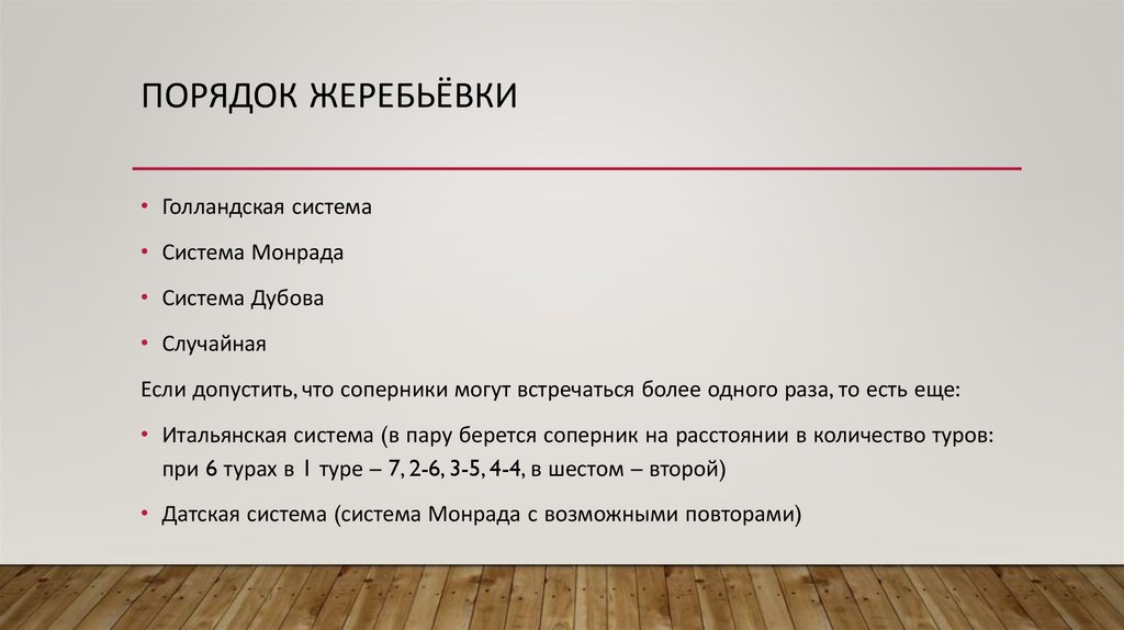 Порядок Жеребьёвки