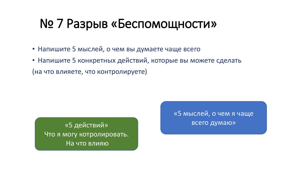№ 7 Разрыв «Беспомощности»