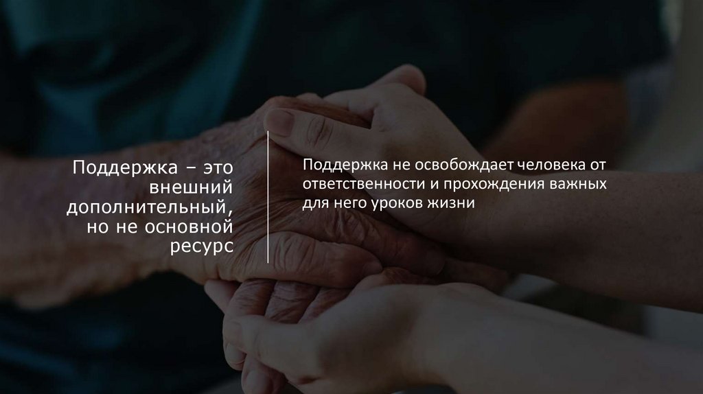 Поддержка – это внешний дополнительный, но не основной ресурс