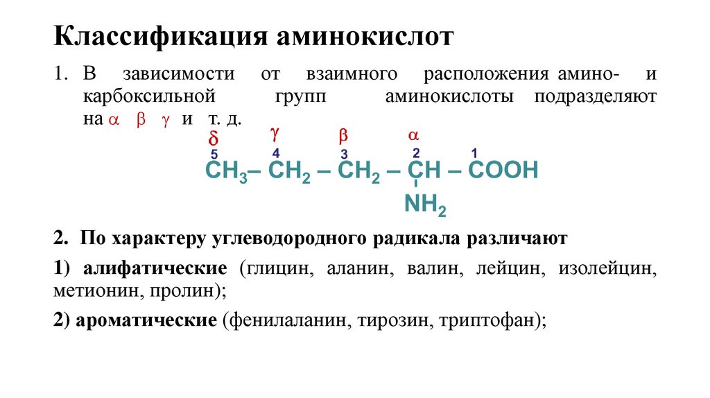 Классификация аминокислот