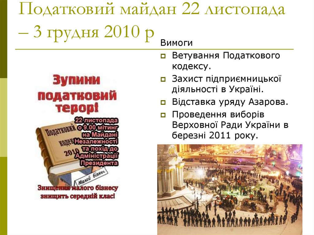 Податковий майдан 22 листопада – 3 грудня 2010 р