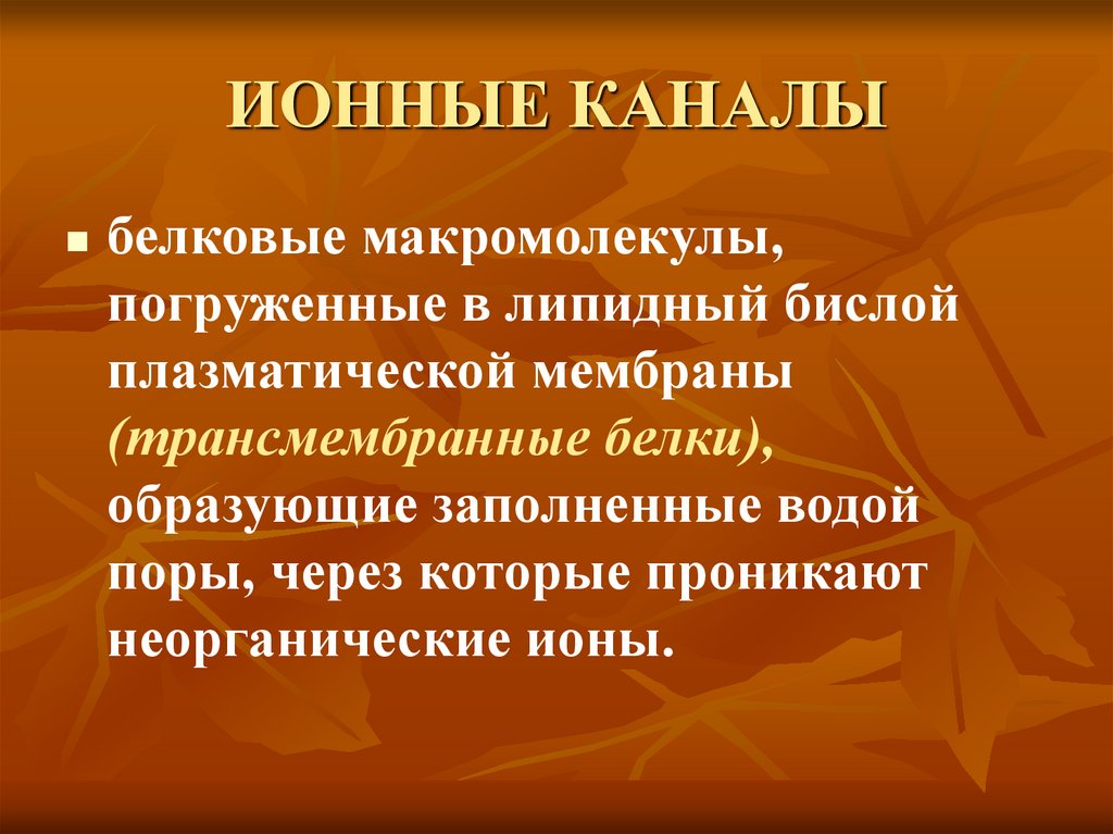ИОННЫЕ КАНАЛЫ