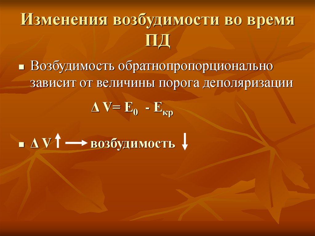 Изменения возбудимости во время ПД