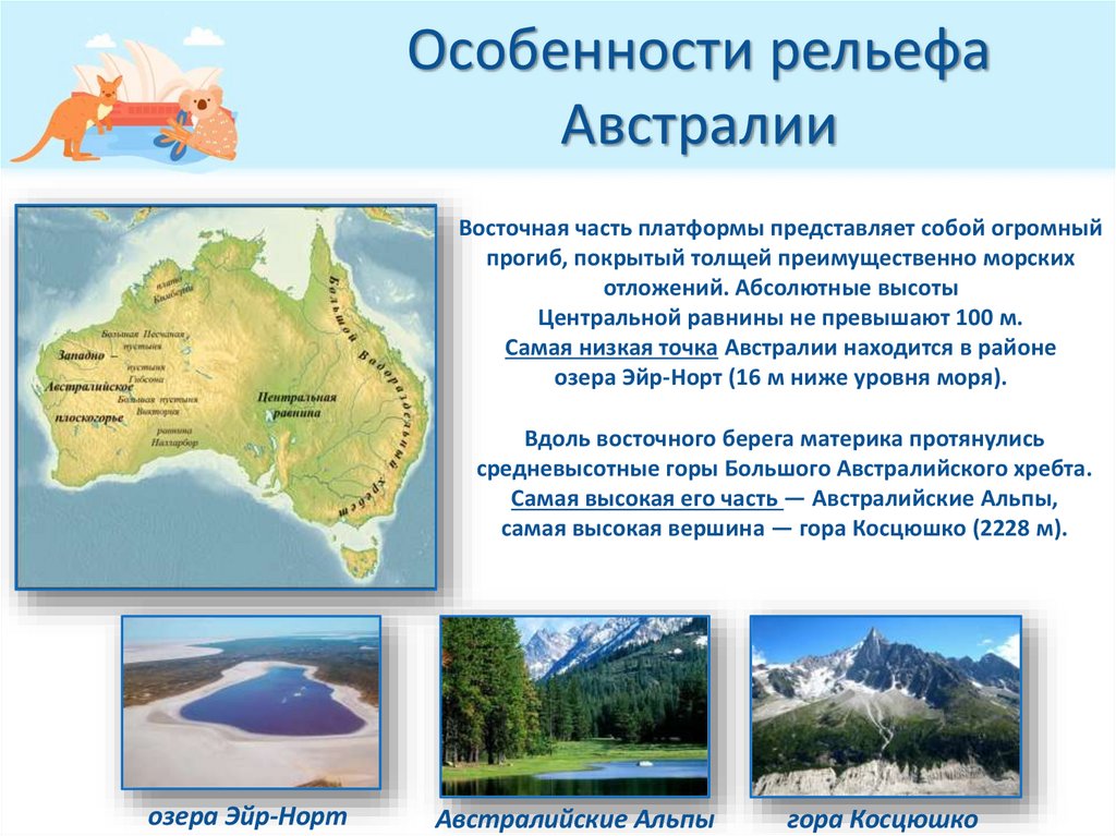 Особенности рельефа Австралии
