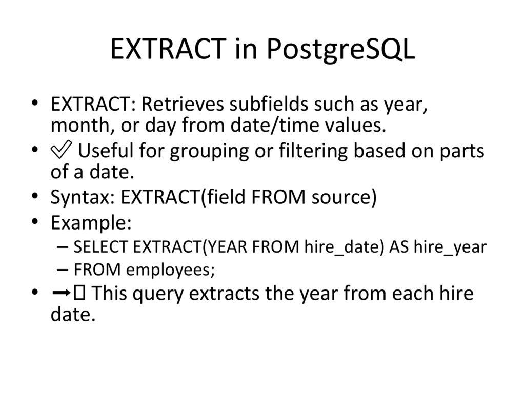 EXTRACT in PostgreSQL