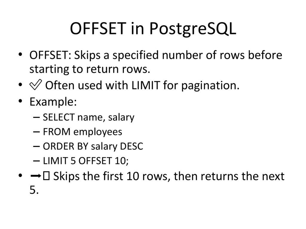 OFFSET in PostgreSQL