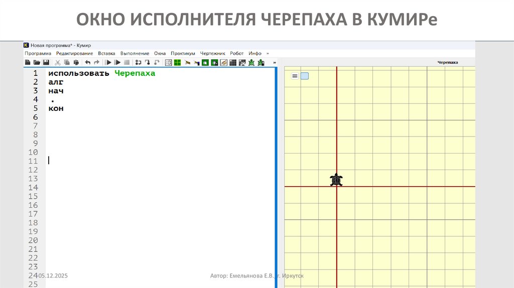 ОКНО ИСПОЛНИТЕЛЯ ЧЕРЕПАХА В КУМИРе
