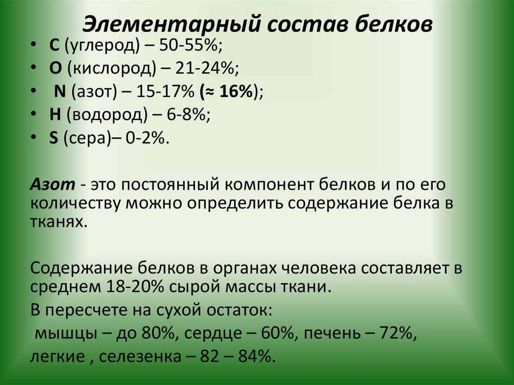 Элементарный состав белков