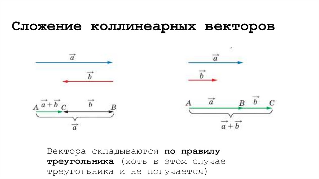 Сложение коллинеарных векторов